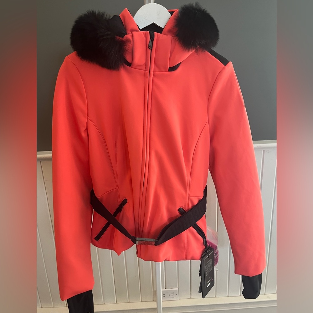 Goldbergh Hida Real Fox Fur Coral Ski Jacket with Black Details
